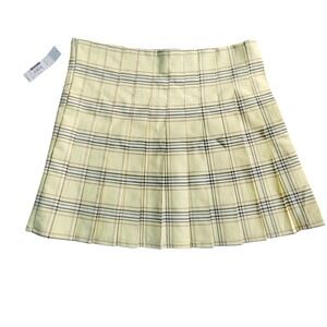 Y2k No Boundaries‎ Plaid Pleated Mini Skirt Yellow Schoolgirl Style L (11-13)